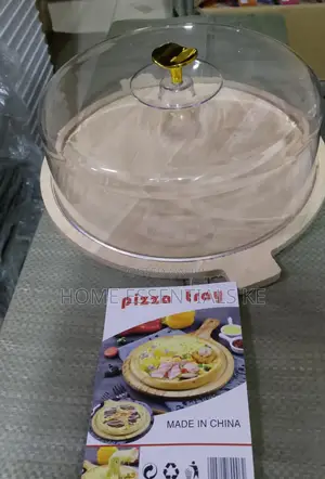 30cm Bamboo Tray With Handle + Acrylic Dome Cover-Cake Fruits Storage