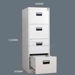 Office Cabinet: Secure 4-drawer Metal Filing Cabinet With White Finish
