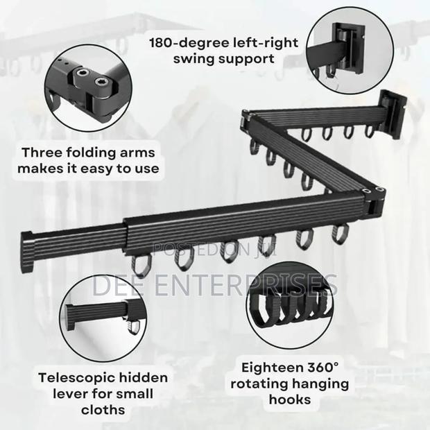 Foldable Wall Mounted Drying Rack Clothes - thumbnail 2