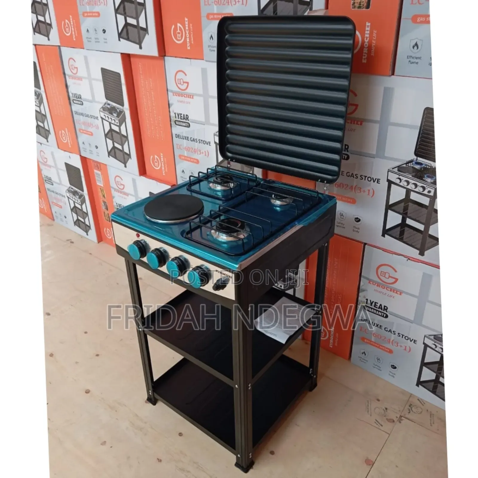 *Eurochef 3 Gas +1 Electric Standing Cooker With Shelves