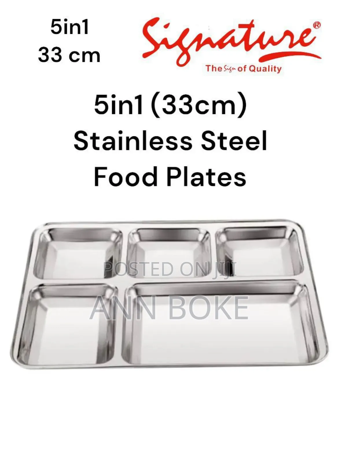 33 Cm (5in1) Stainless Steel Food (Pav Bhaji) Plates