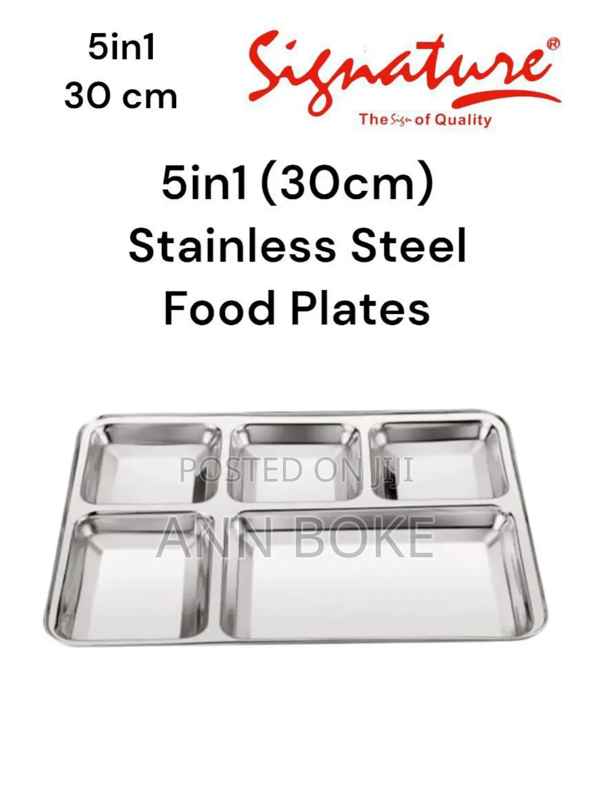 33 Cm (5in1) Stainless Steel Food (Pav Bhaji) Plates