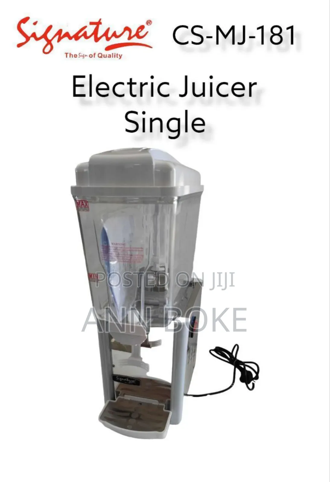 18 LTR Electric Single Juice Dispenser Cs-Mj-181 at