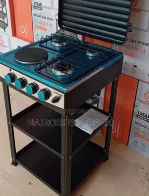 Black 3g+1e Eurochef Gas Cooker With Shelves F/76#