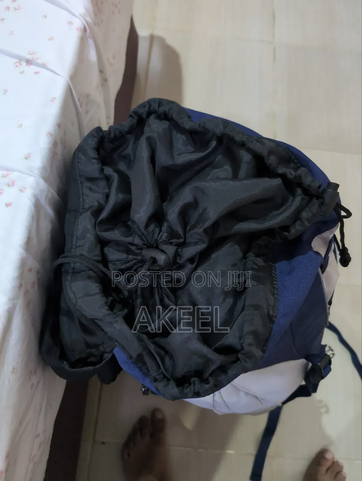 Blue and White Hiking Backpack
