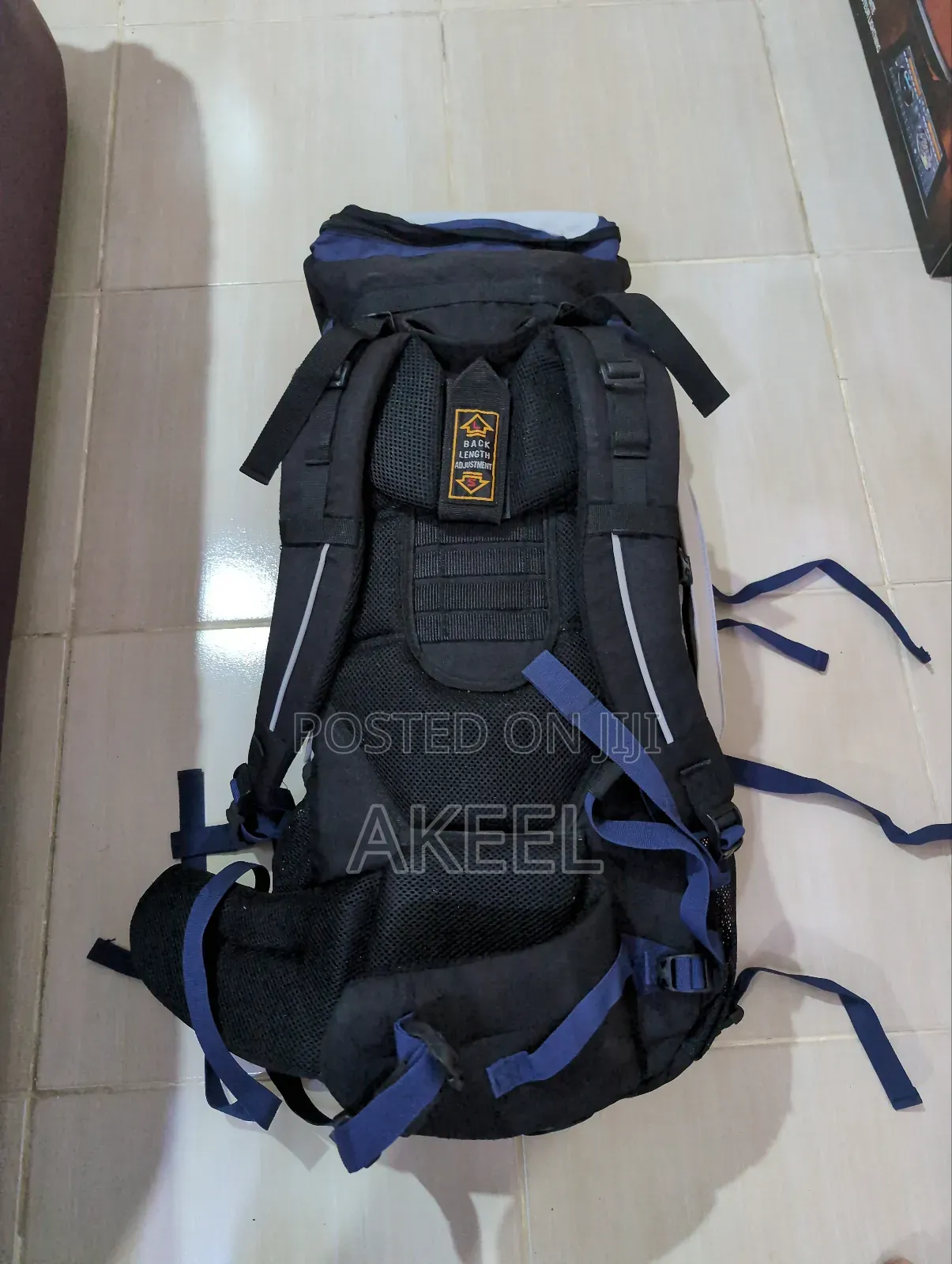 Blue and White Hiking Backpack