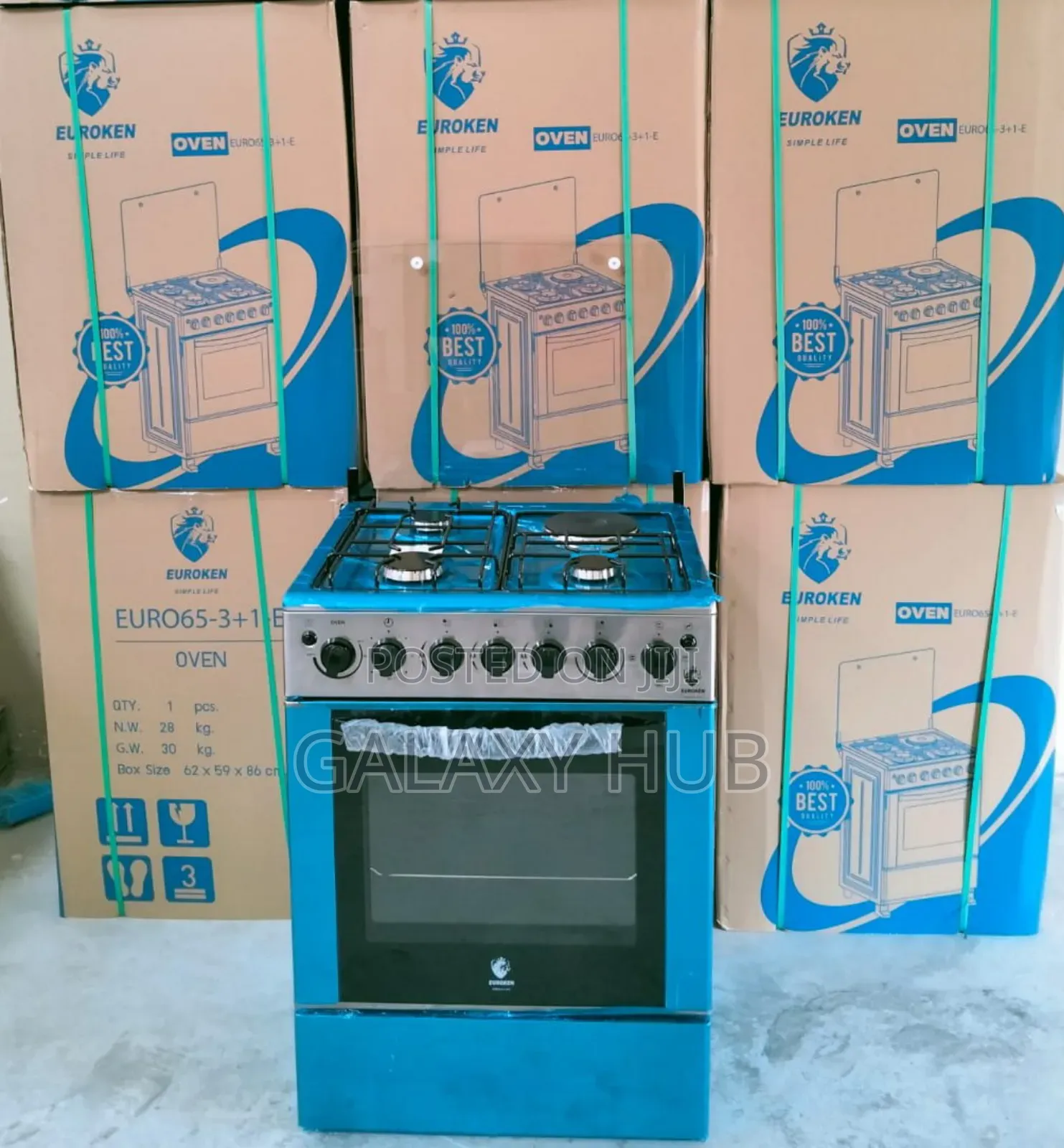 60*65 Euroken 3+1 Standing Cooker With Electric Double Heater Oven