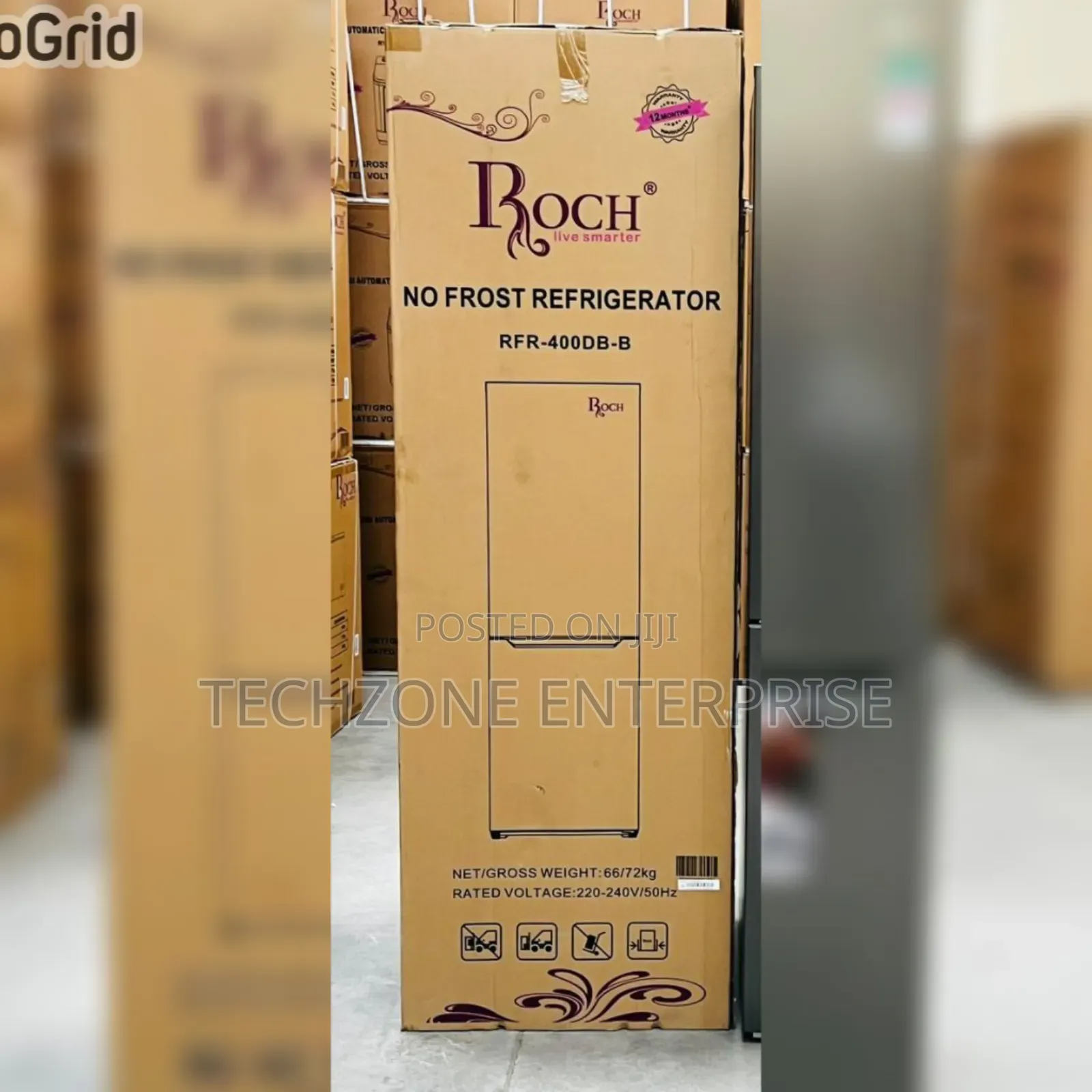 Roch No Frost ( *Rfr-400db-B *) Double Door Fridge Bottom Freezer 
