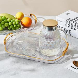 *Acrylic Rectangular Vanity Tray With Gold Handles - thumbnail 2