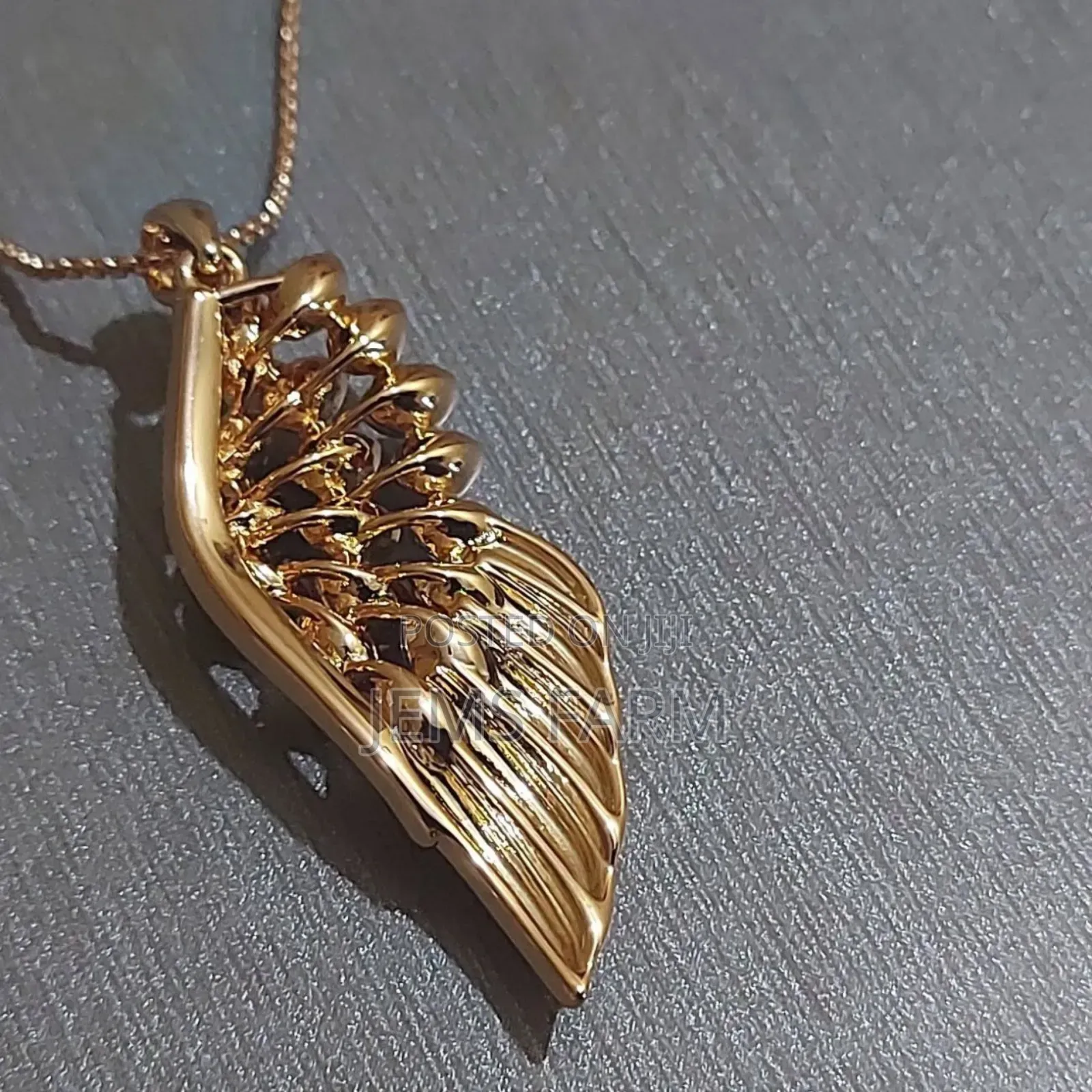 Shimmering Gold Plated Crystal Butterfly Wing Pendant Necklace