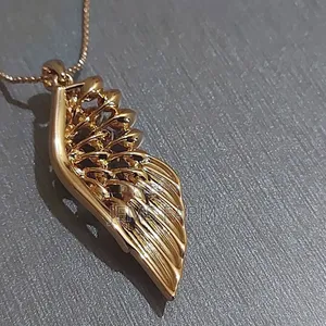 Shimmering Gold Plated Crystal Butterfly Wing Pendant Necklace