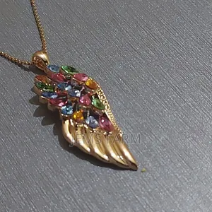 Shimmering Gold Plated Crystal Butterfly Wing Pendant Necklace