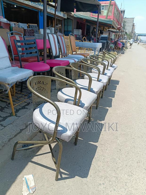 Laser Cut Powder Coated Restaurant Chairs, Light Grey - thumbnail 2