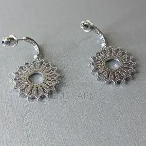 Rose Gold Plated Curbic Zircon Round Hoop Earrings