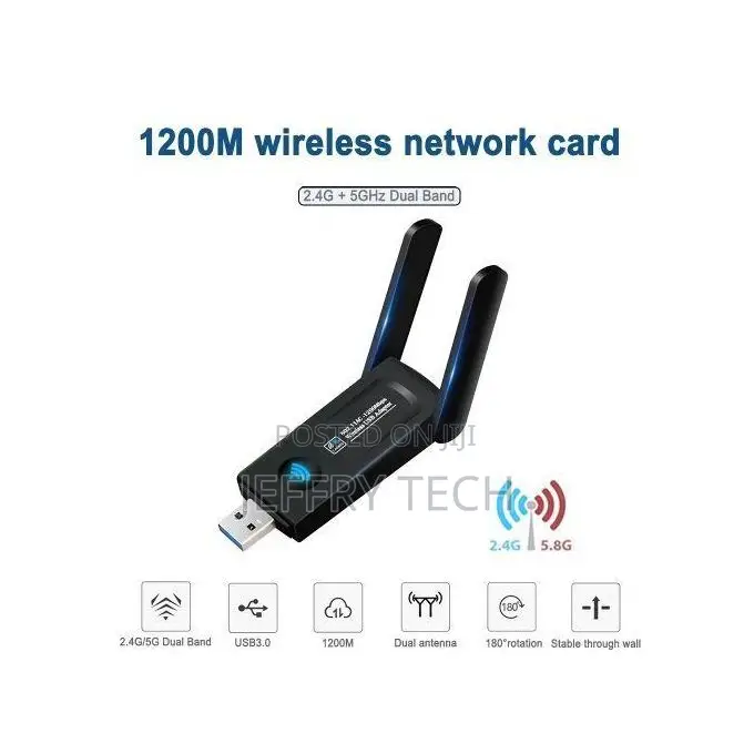 1200mbps Wireless Network Card, Dual Antenna Usb Dual Band