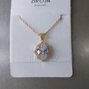 Champagne Gold Plated Clear Cubic Zircon Necklace