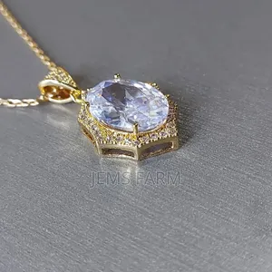 Champagne Gold Plated Clear Cubic Zircon Necklace