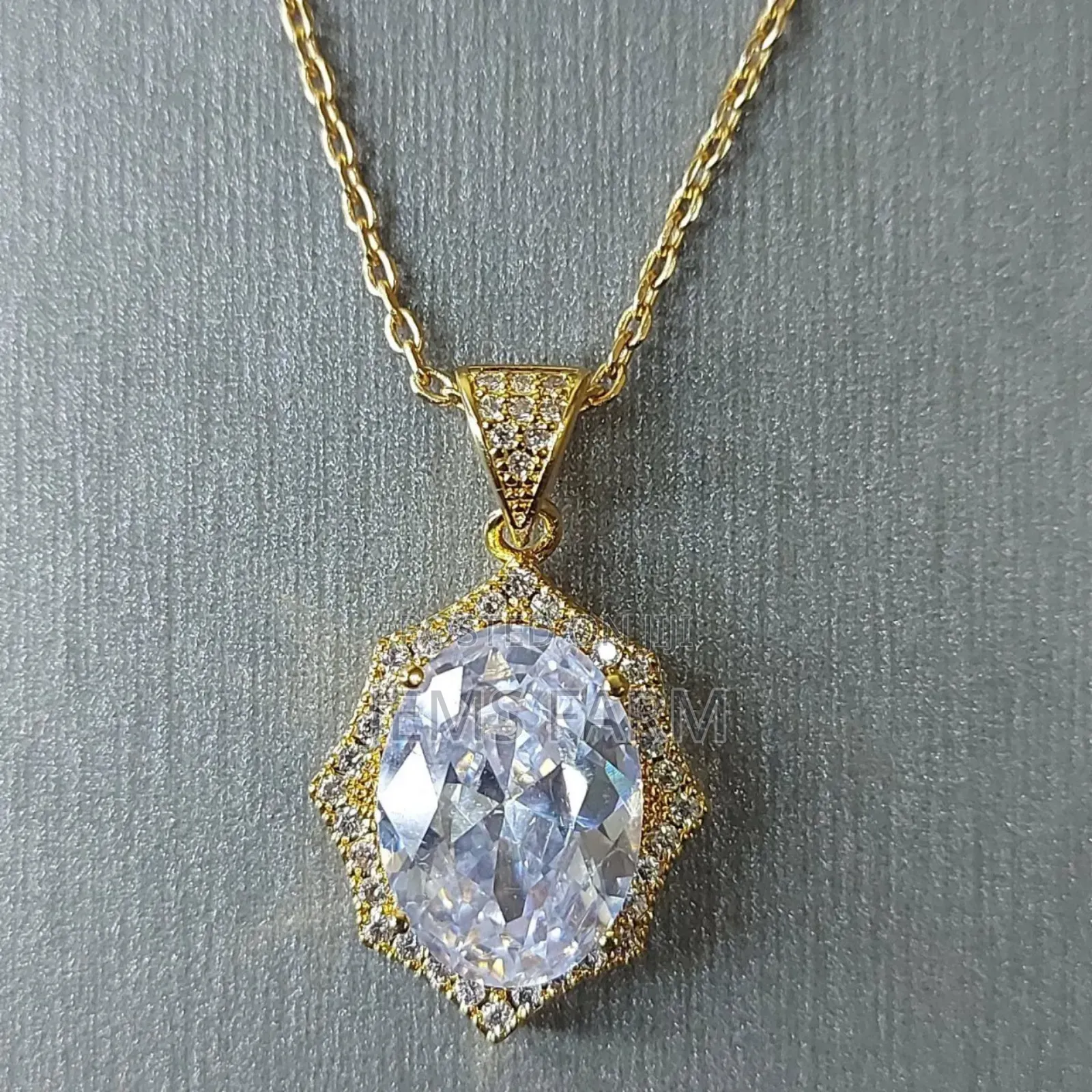 Champagne Gold Plated Clear Cubic Zircon Necklace