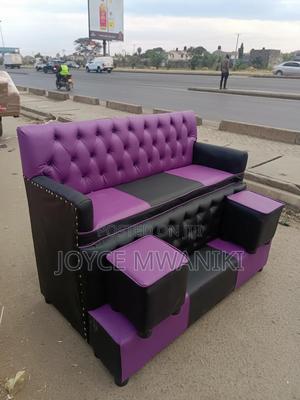 Black/ Purple Pedicure Seat, 3 Seater - main view
