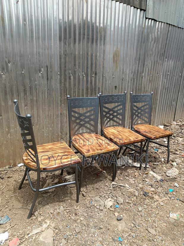 Wooden Restaurant Chairs With Powder Coated Frame 
