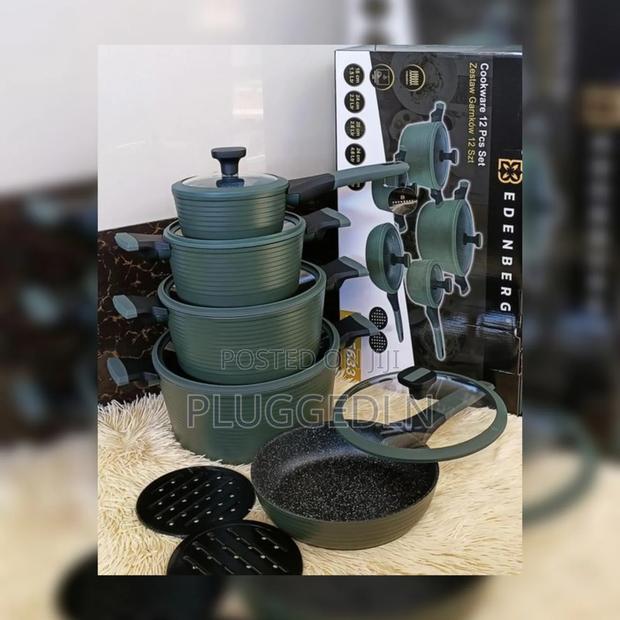 12 PCS Jungle Green Edenberg Cooking Pots.