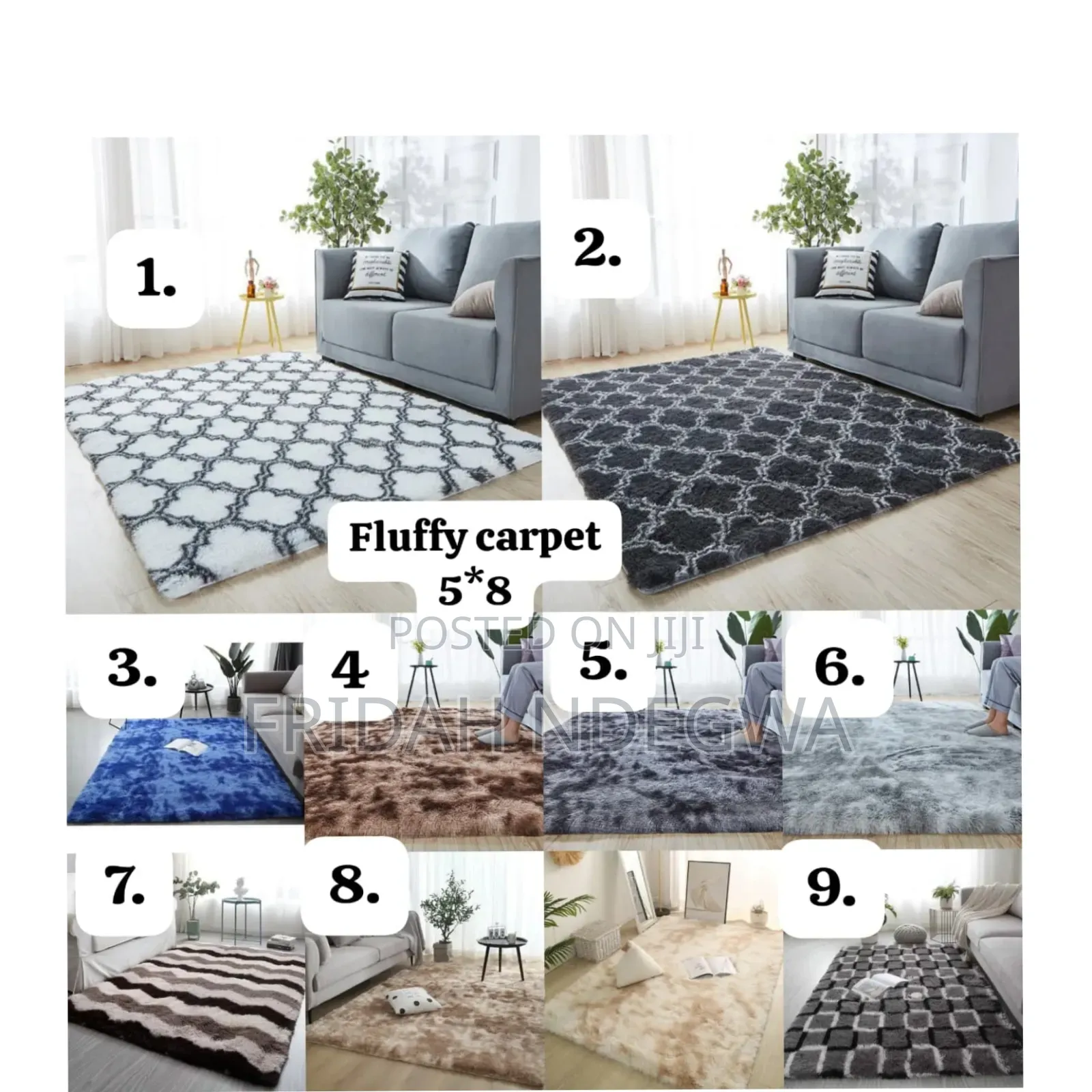 Fluffy Plain Carpets* 
 *Color:* as in the Grid
Size : 5*8