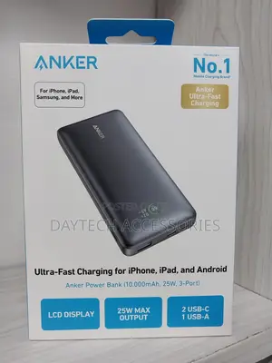 Anker Power Bank (10,000mah, 25w, 3-Port) Ultra-Fast Charging