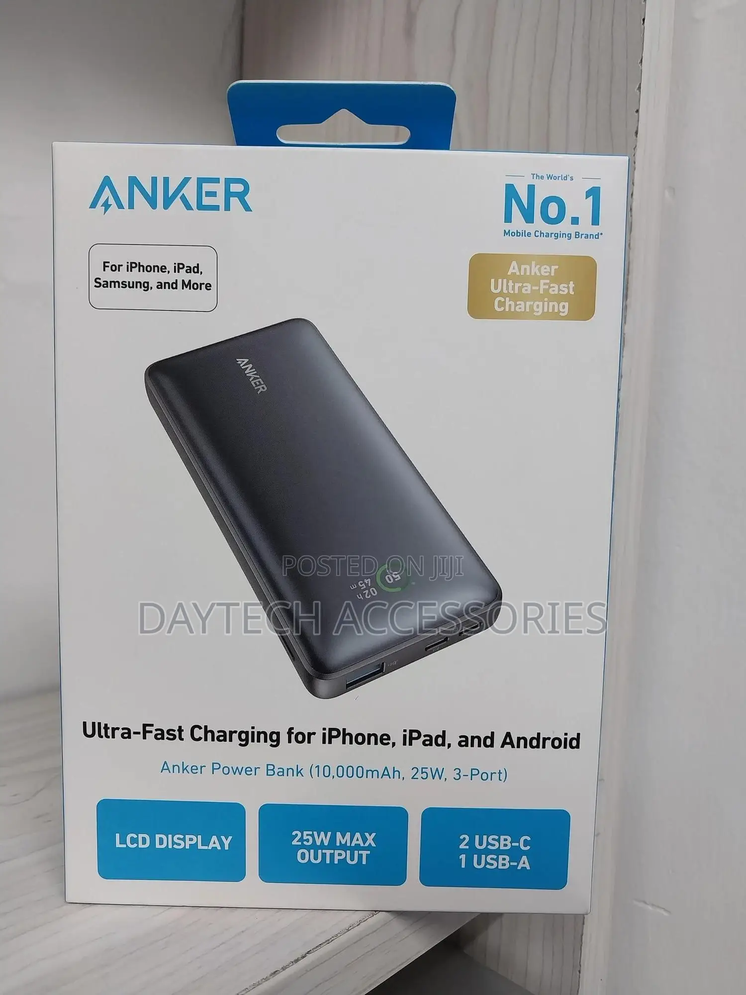 Anker Power Bank (10,000mah, 25w, 3-Port) Ultra-Fast Charging