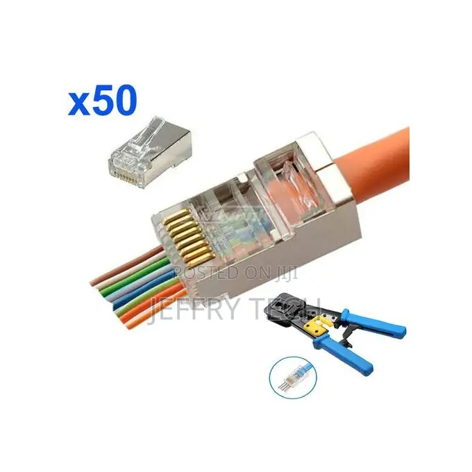 50 PCS Metal Rj45 Connector Cat 5 / 6- Shielded Rj45 Plugs