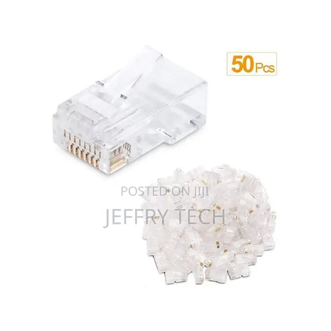 50 Rj45 Ethernet Connector Cat6 Transparent Pack of 50 Plugs