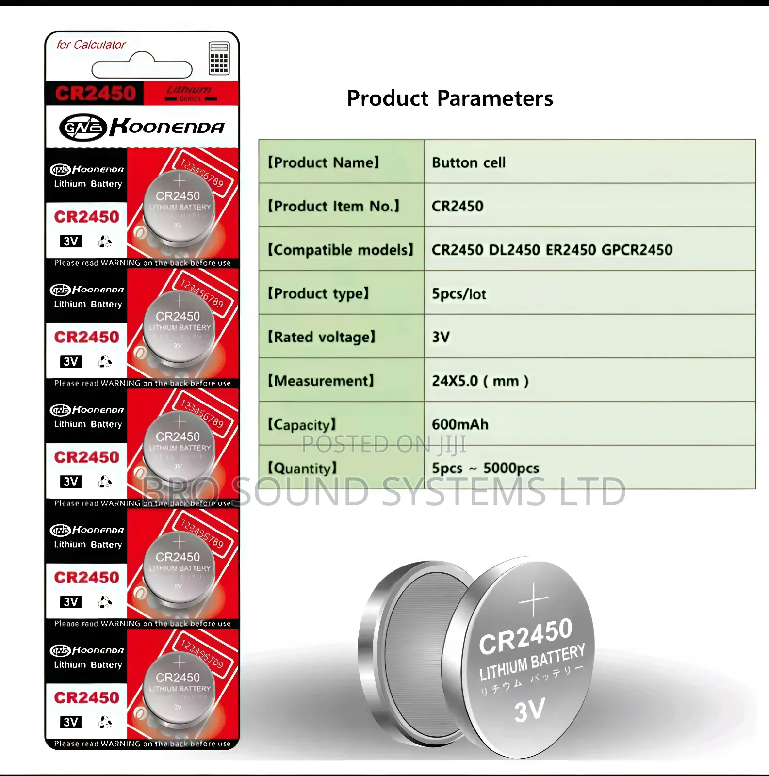 Lithium Car Remote Battery Cr2450