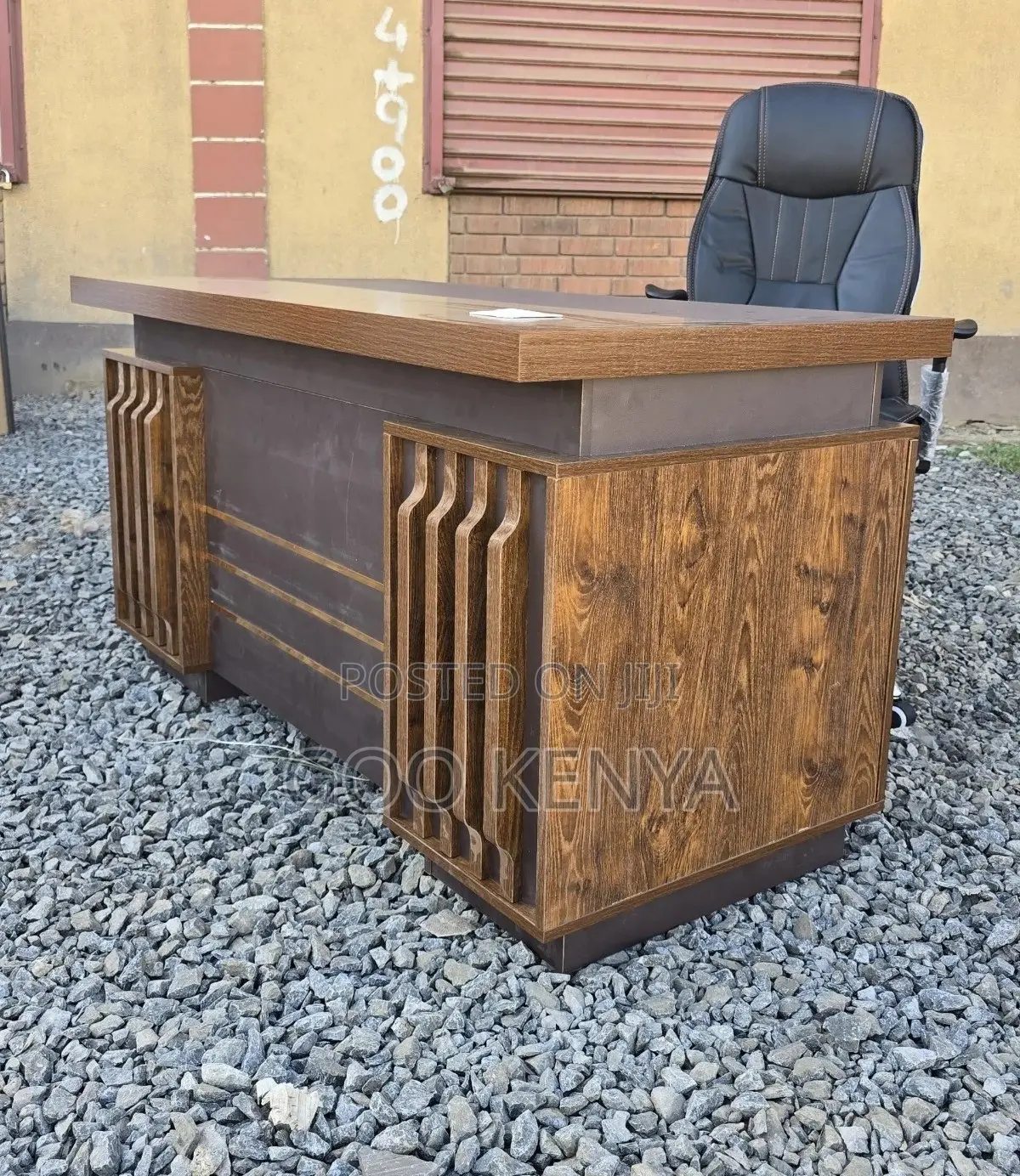 Office Desk; Large Ceo Desk With Side Storage Cabinet
