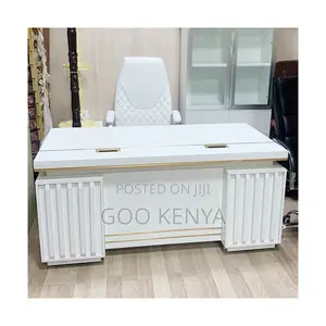 Office Desk; Large Ceo Desk With Side Storage Cabinet