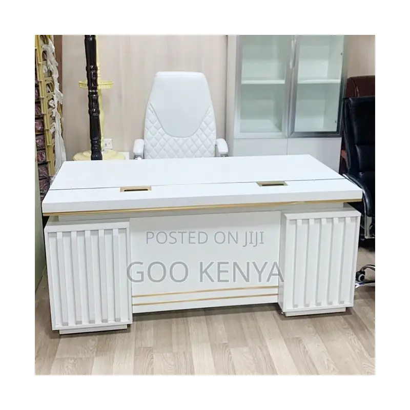 Office Desk; Large Ceo Desk With Side Storage Cabinet