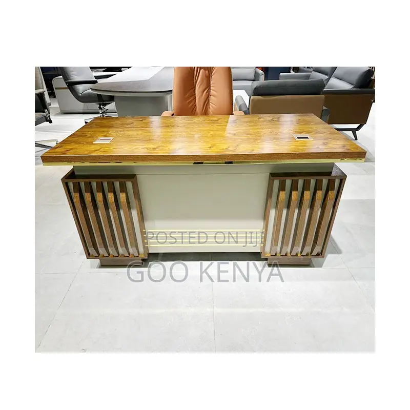 Office Desk; Large Ceo Desk With Side Storage Cabinet