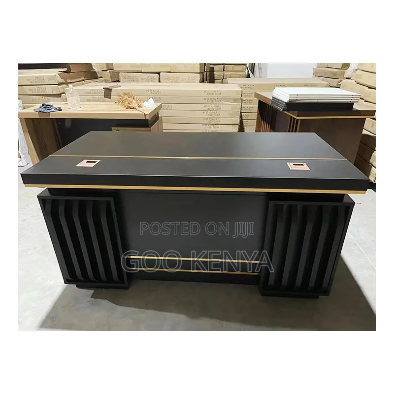 Office Desk; Large Ceo Desk With Side Storage Cabinet