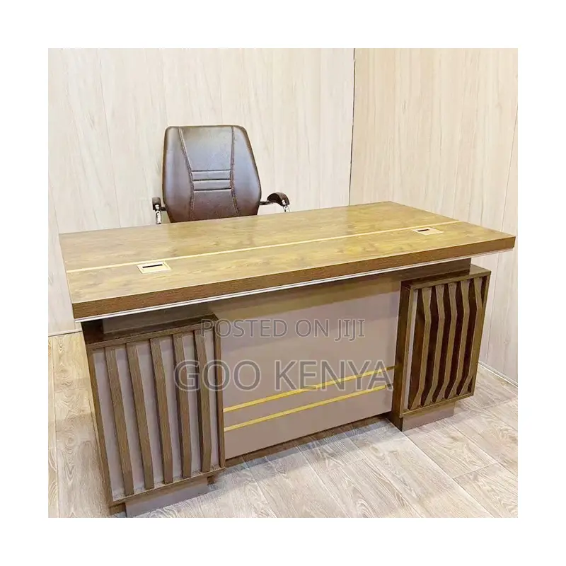 Office Desk; Large Ceo Desk With Side Storage Cabinet