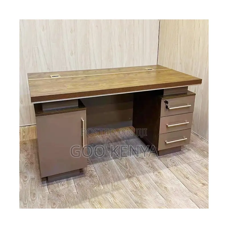 Office Desk; Large Ceo Desk With Side Storage Cabinet