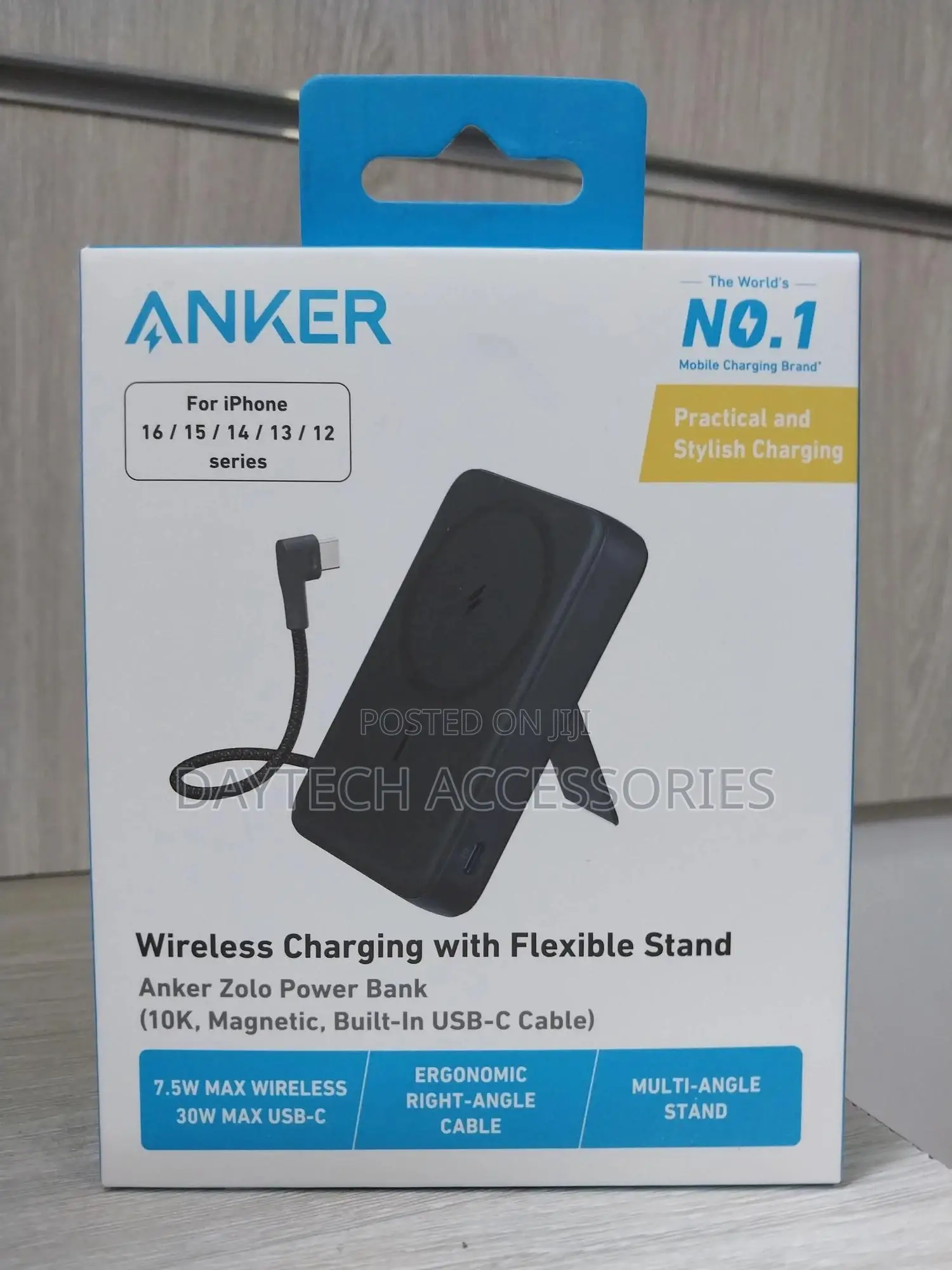 Anker Zolo Magnetic Power Bank 30w Built in Usb C Cable A1685