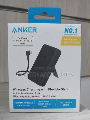 Anker Zolo Magnetic Power Bank 30w Built in Usb C Cable A1685