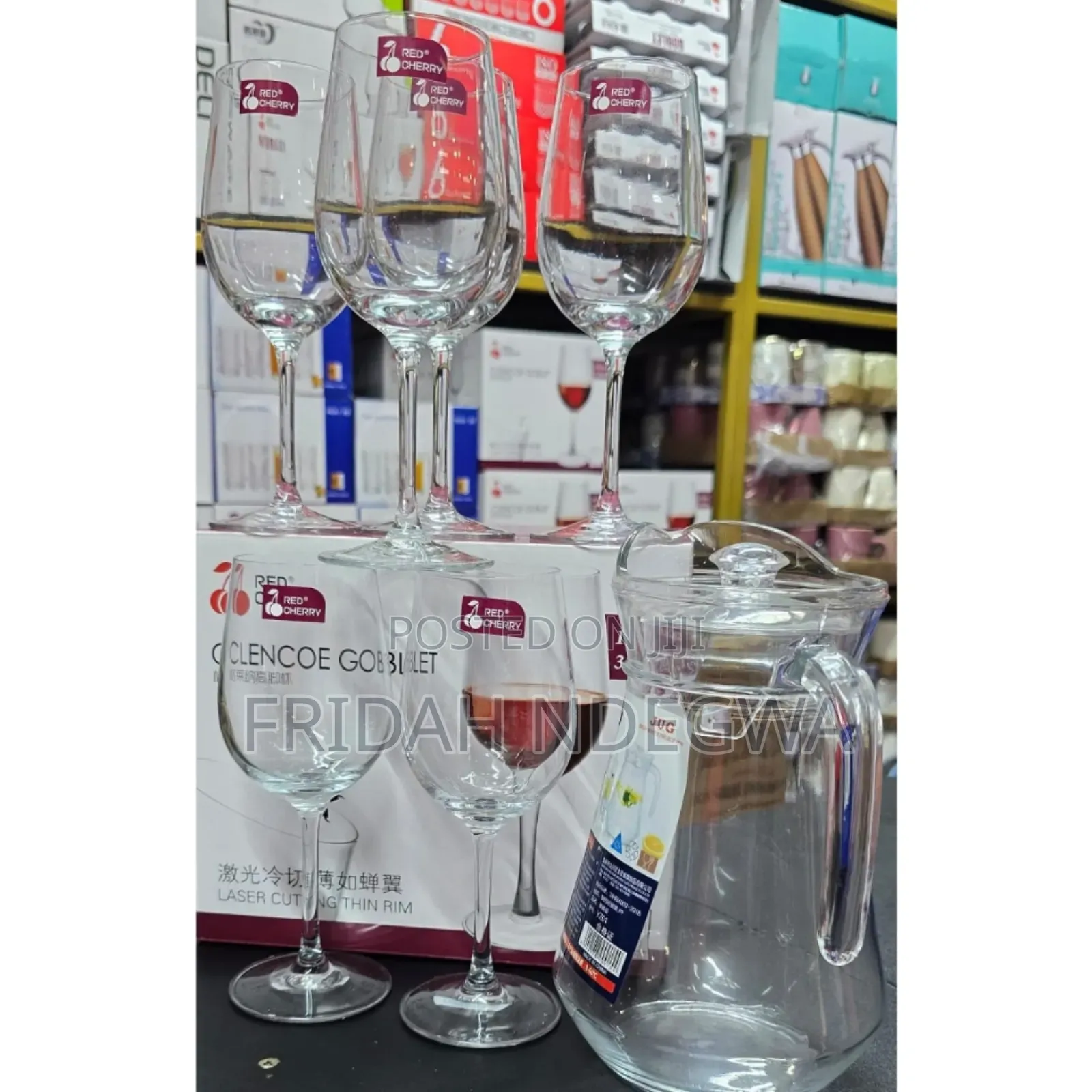 Glass Set(Wine Glass Set)Contain:6glasses, 1jar 1.8lts