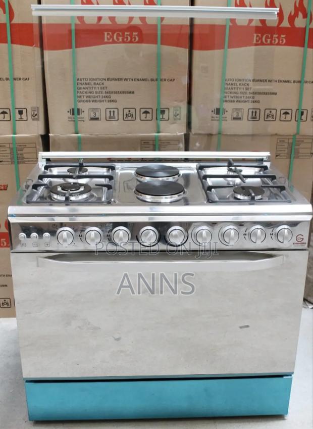 60 by 90 Eurochef 4+2 Standing Cooker . - main view