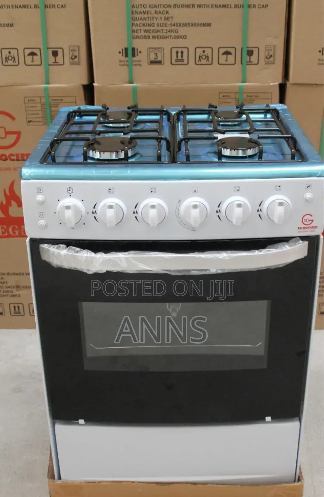 Eurochef 60 by 60 Full Gas With Safety Detector, Standing Cooker.