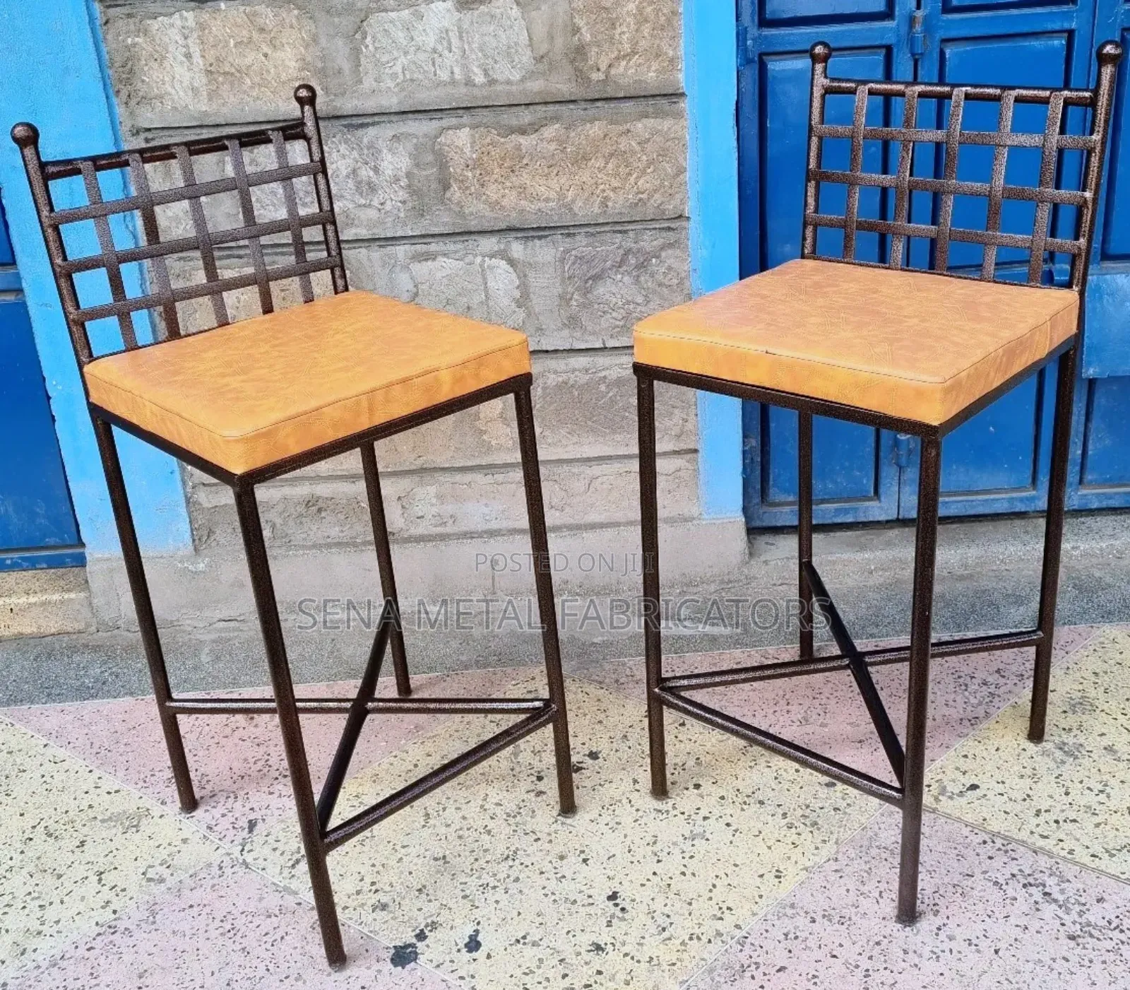 Bar Chairs, Wrought Iron With Copper Powder-Coated Finish.