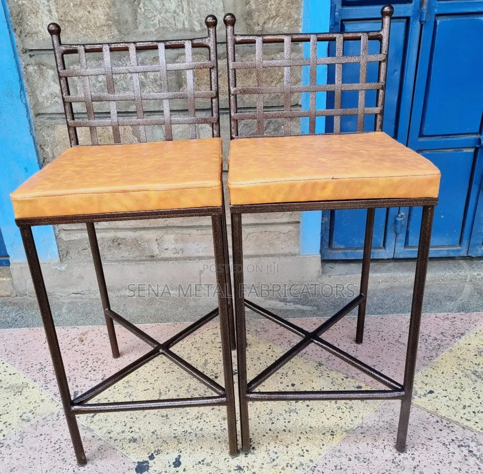 Bar Chairs, Wrought Iron With Copper Powder-Coated Finish.