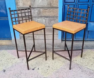 Bar Chairs, Wrought Iron With Copper Powder-Coated Finish.
