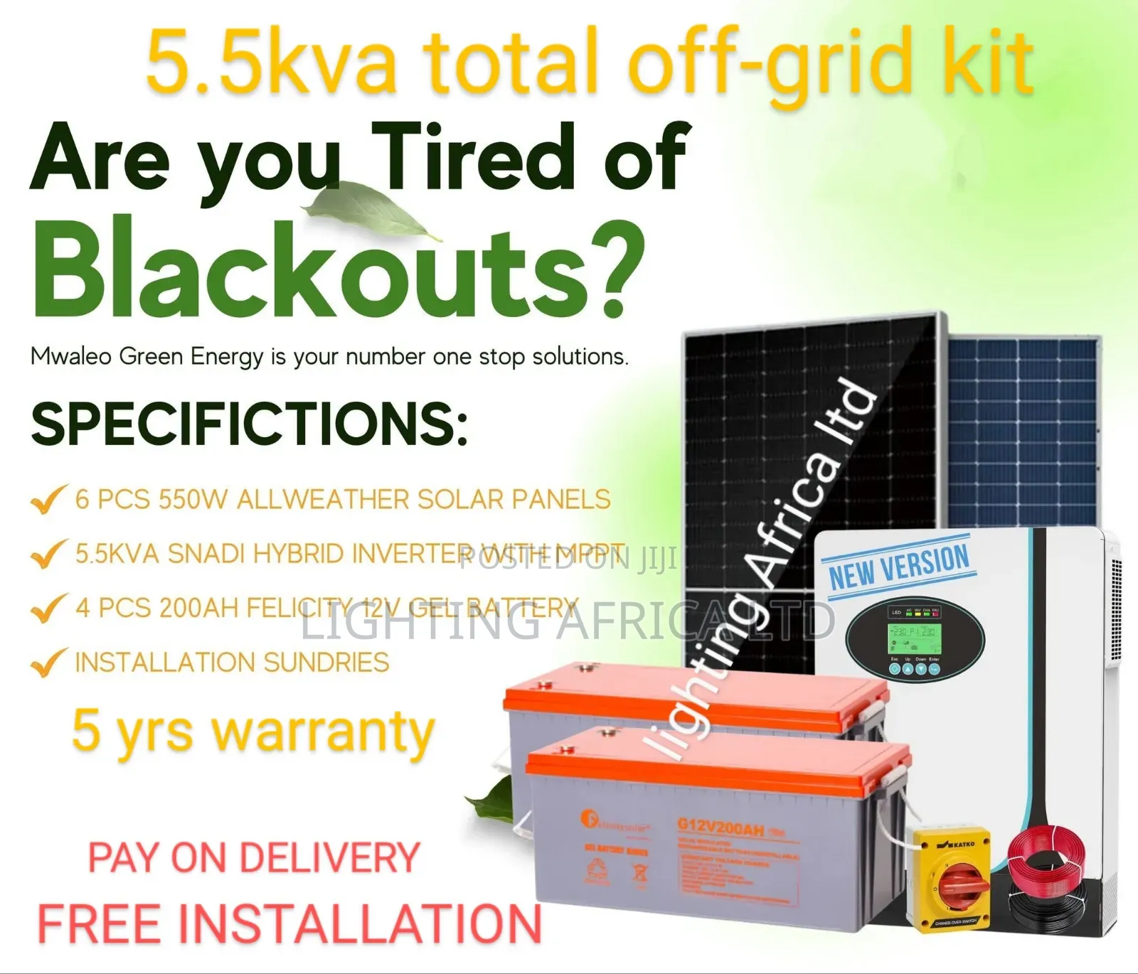 5.5kva Snadi Total Off-Grid Solar Kit Free Installation