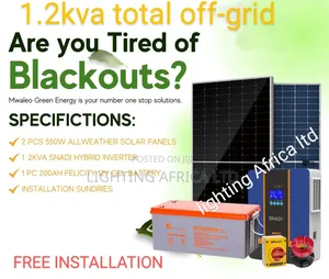 1.2kva Inverter - (2)550w Solar - 200ah Gel Battery(Tv, Fridge Lights)