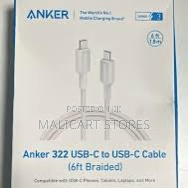 Anker 322 Usb-C to Usb-C 60w Cable (6ft) Braided –A81f6h11–Black