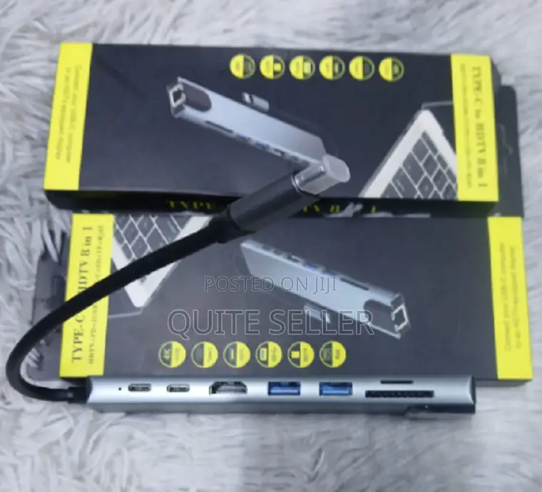 Smart Type-C Adapter 8 in 1 With Data Transmission Speed Up to 5 GBPS